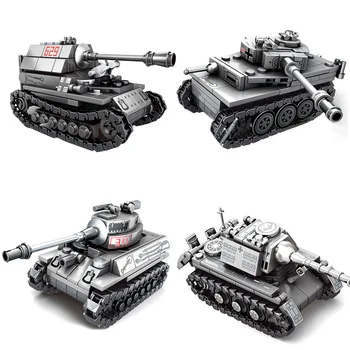 

957Pcs 4-in-1 Super Tank Steel Empire Swat ww2 Small Particle Building Block Tank Toy Kit for 100% Building Block Brands