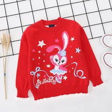 Корейский стиль; детская одежда для девочек; балетный Банни; жаккардовый базовый свитер для маленьких девочек; Двухслойный толстый свитер из чистого хлопка с вырезом лодочкой