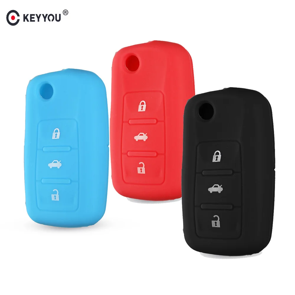 KEYYOU 10Pcs/ Lot Silicone Car Key Cover For VW Volkswagen Passat Polo Golf Touran Bora Leon SKODA Octavia 3 Buttons | Автомобили и