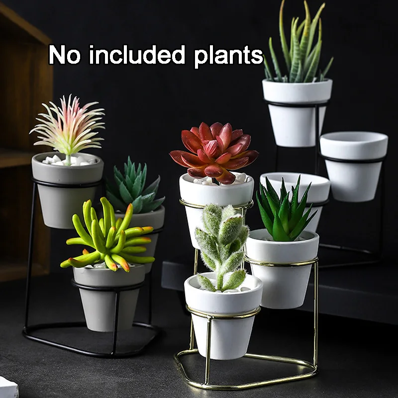 

Nordic Style Iron Ceramic Art Vases Simple Tabletop Vase Frame Ceramic Coffee Home Room Garden Flowerpot Decoration