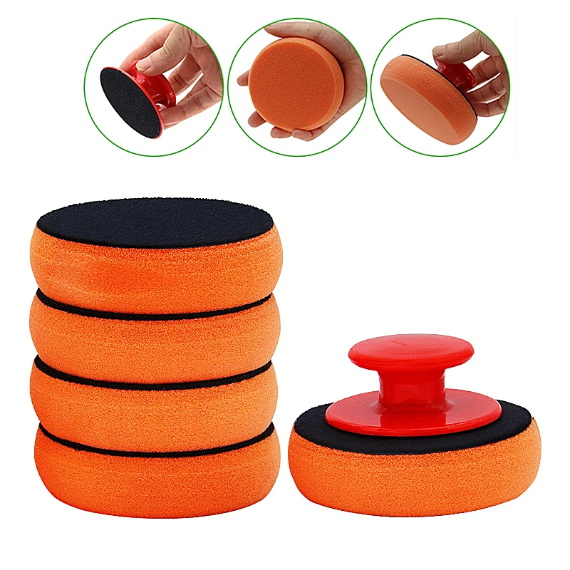 Deatailing Car Wash Wax Polish Pad Sponge Cleaning Tool Kit Waxing Applicator Pads Wiht Handle Car-Styling