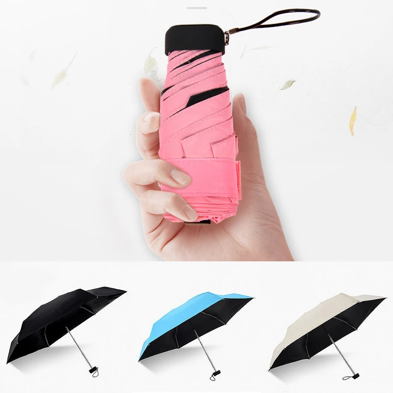 Солнечный дождевой карманный зонтик с защитой от уф мини пять складной ветрозащитный легкий путешествия женщин