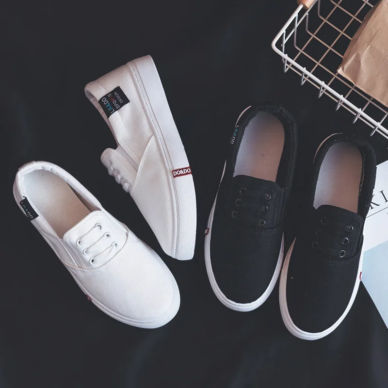 

2019 Elastic Band Lazy White Shoes Women's Sail Summer Slip-on New Style Summer Korean-style Low Top Versatile Students White
