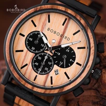 

BOBOBIRD Luxury Men Watch Top Quartz Chronograph Personalized Wristwatch Timepiece Metal Wooden Strap Gift Box relogio masculino