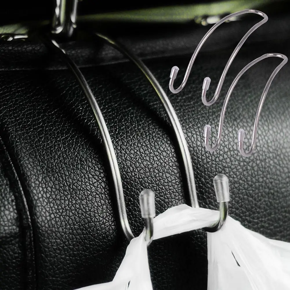2 Pieces Car Seat Hook Coat Clothes Grocery Holder Shopping Bag Hanger Headrest Organizer Stainless Steel Truck Auto - Цена: US $0.48 - 1.04 / lot