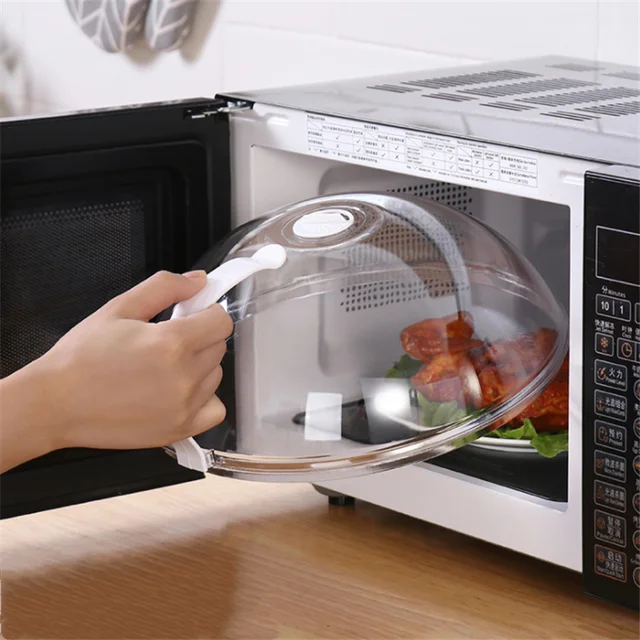 Microwave Food Cover Professional Handle Fresh-Keeping Transparent  Anti-Sputtering Heat Resistant Lid Microwave Food Hot Dish - AliExpress