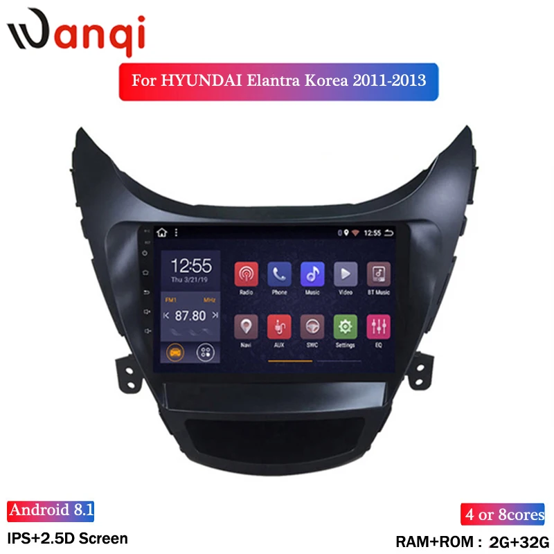 Wan qi 2G ram 32G rom 9 дюймов Android 8 1 для hyundai Elantra 2011-2013 Корея автомобильный Радио gps