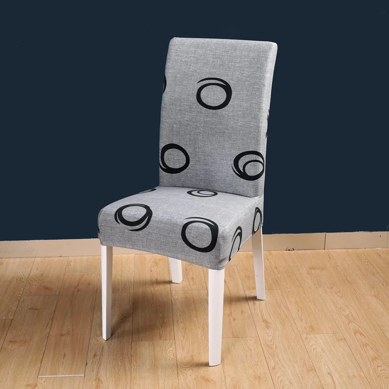 Чехлы для стульев спандекс чехлы для обеденных стульев Съемный Анти-грязный чехол для сидений на кухне чехлы на кресла стрейч для банкета - Цвет: Black Circle