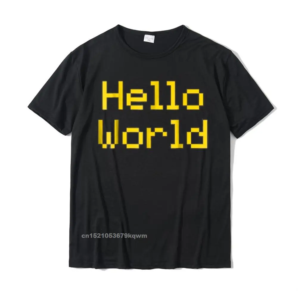 Printed On Hot Sale Men T Shirt Round Collar Short Sleeve 100% Cotton Fabric Tees Casual Tops Shirts Wholesale Hello World T-Shirt Coding Programming Tee Shirt__4857 black