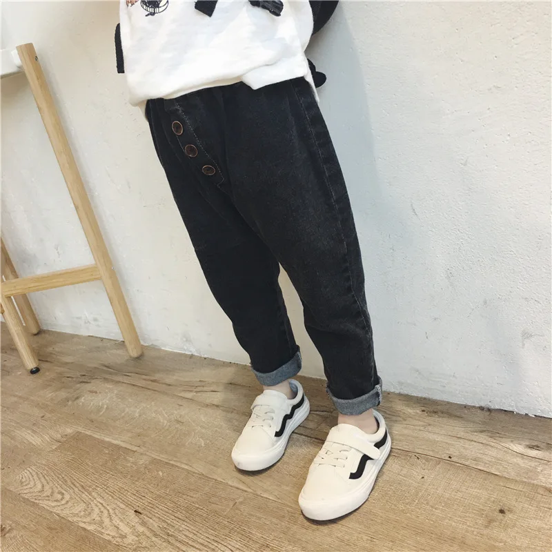 Childrenswear Autumn Crawler Children Cotton Jeans Men And Women Children Three Buckles Korean-style Cowboy Fashion Pants