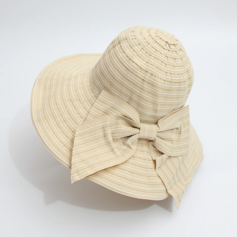 Повседневные универсальные солнечные однотонные шляпы Солнцезащитная Складная соломенная шляпа с бантиком из хлопка