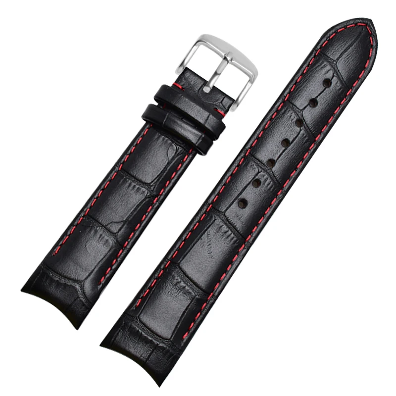 Genuine Leather Bracelet Curved End Watch Strap - Premium Adjustable Band