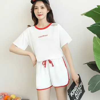 

2pcs Summer Women Sport Suit Set Sleeveless Tops + Shorts Fitness Running Gym Sports Suits