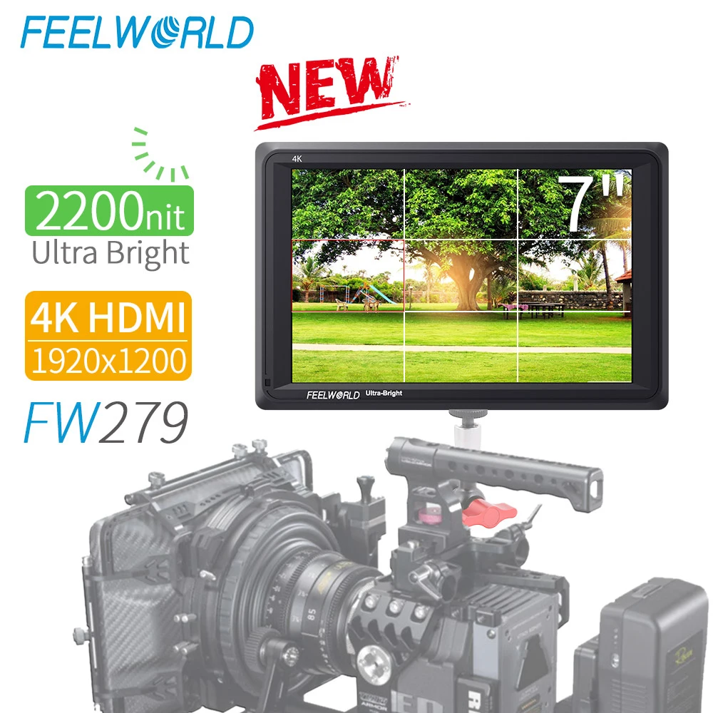 FEELWORLD FW279 7 дюймов ультра яркий 2200nit на поле камеры DSLR монитор Full HD 1920x1200 4K HDMI вход
