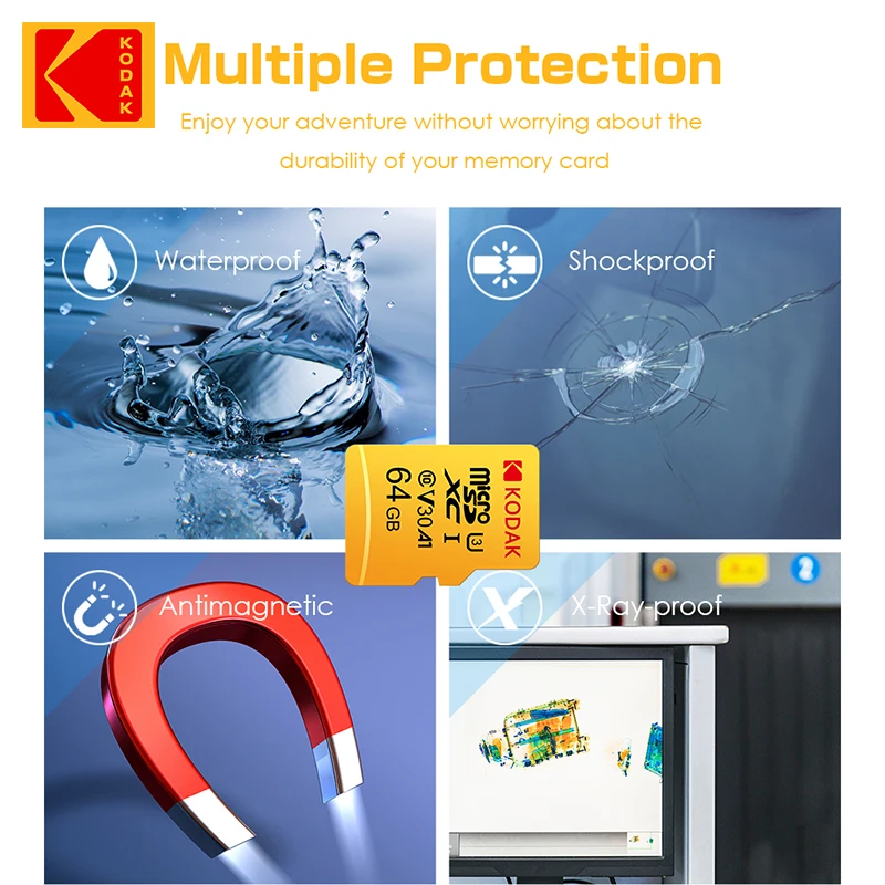 100%  KODAK U3 Ʈ ũ SD 32GB 64GB ũ SD ī SD/TF ÷ ī ޸ ī 32 64 128 gb microSD