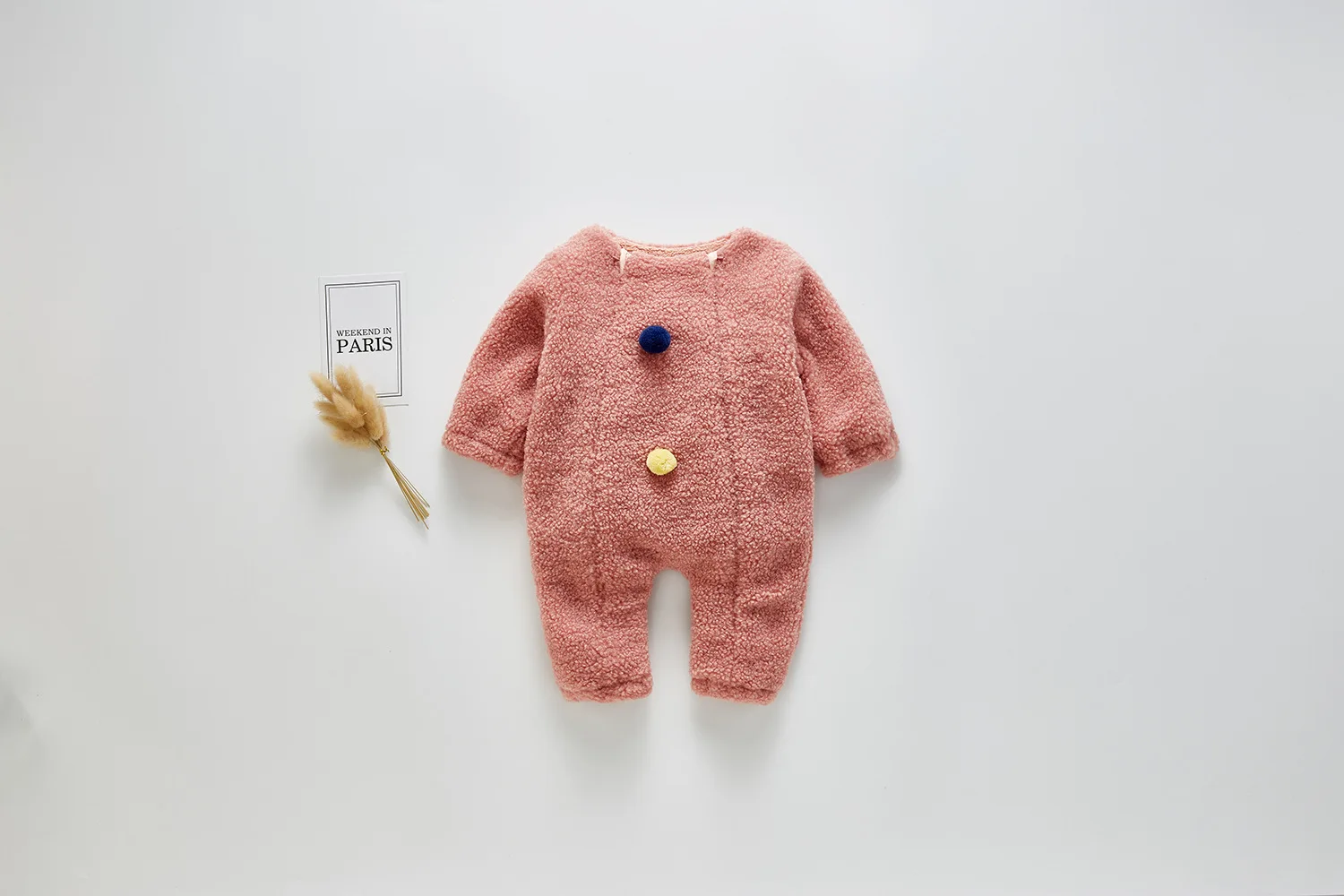 Travel Snail Baby Rompers Korea children clothing 0-3Y baby cotton clothes baby cute lamb cashmere warm rompers Autumn&Winter