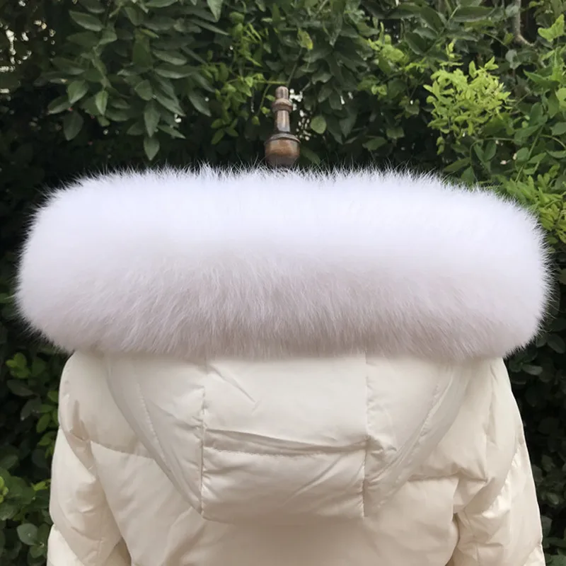 Genuine Fox Fur Scarves Collar Winter Natural Real Fox Fur Collar Scarf for Women coat Warm Hood Fur Scarf shawl Female