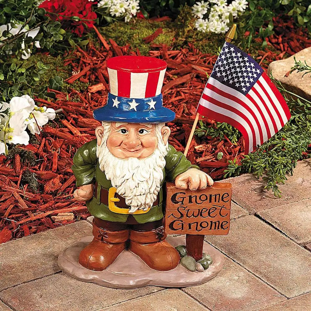 Statue de Gnomes en résine avec chapeau remplaçable, Figurine drôle et mignonne, décoration d’intérieur, de jardin — vu
