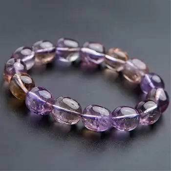 

100% Natural Ametrine Quartz Bracelet For Women Lady Purple Crystal 15x12mm Oval Beads Stretch Fashion Bracelet Jewelry AAAAA