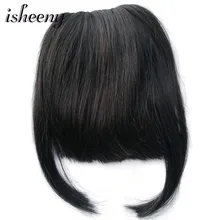 Isheeny " Nautral черные человеческие волосы на 2 клипсах прямые волосы с двумя боковыми уголками 20 г накладные волосы на заколках