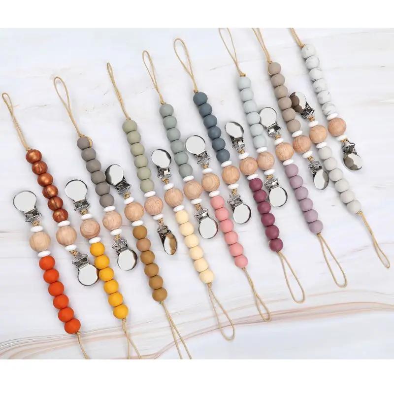 Buy Silicone Bead Pacifier Clip Chain for Baby Teething Soother Chew Toy Dummy Clips kblVkyaWb