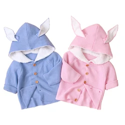Manteau Cardigan tricoté pour nouveau né garçon et fille, veste chaude à manches longues avec oreilles de lapin, automne hiver 2020 