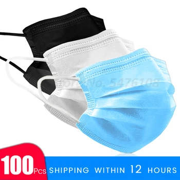 

100 50 20 10 PCS Safety Face Mask Disposable Mouth Masks 3 Layer Filter Non Woven Dustproof Earloop Masks Protect Maskers