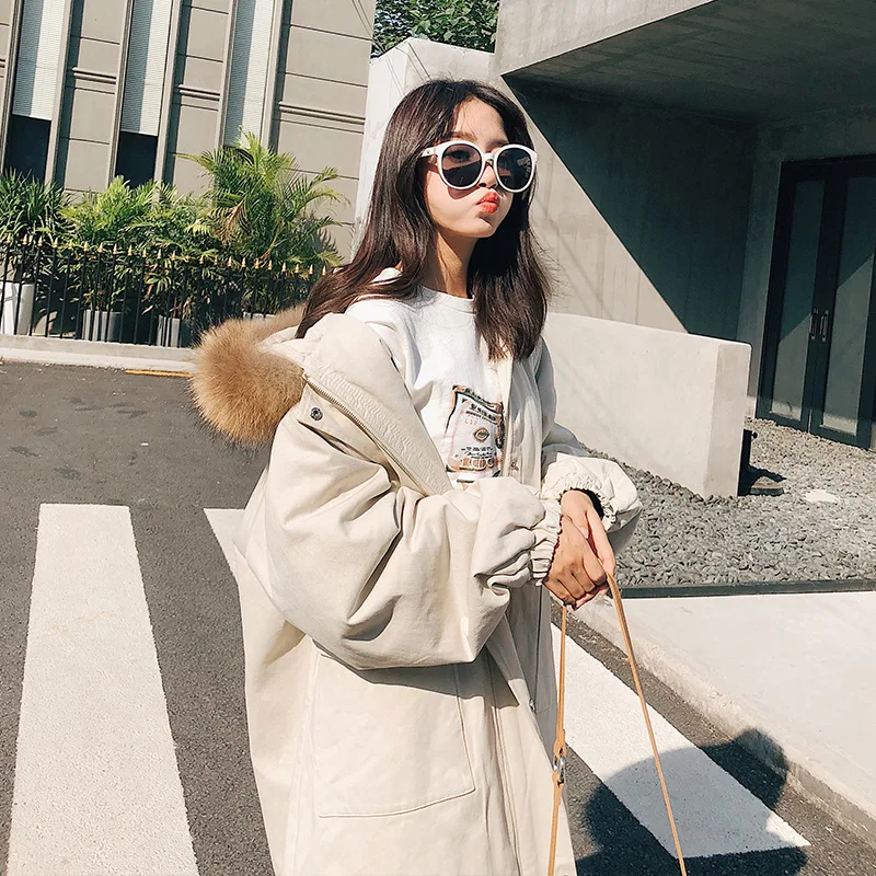 

2019 New Style Online Celebrity Cotton Coat Women's Mid-length Korean-style CHIC Cotton-padded Clothes Dongdaemun over-the-Knee