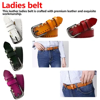

Genuine Cowhide leather belt for women Fashion Second cowskin woman belt High quality thin Pin buckle jeans Belt Women 95-115cm