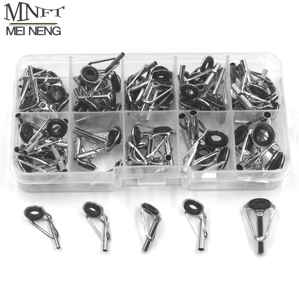 80Pcs Stainless Steel Fishing Rod Guide Tip Repair Part Eye Set With Box EM 