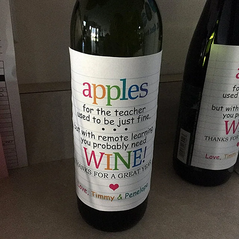 Custom Remote Learning Teacher Bottle Label,personalized Family Wine For Thank Teachers Label Ideas,teacher End Of Year Gifts - Spice Stickers - ...