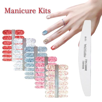 

5 Sheets Glitter Nail Art Stickers Set Elaborate Manufacture Prolonged Durable Manicure Nail Tips Adhesive Wraps Decal
