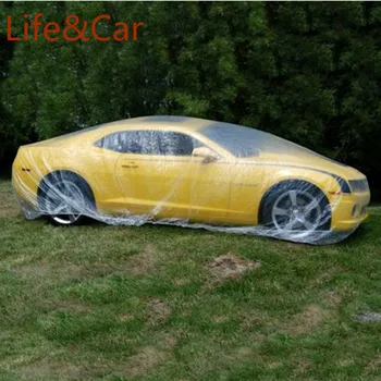 

Clear Plastic Disposable Car Cover Temporary Universal Rain Dust Garage