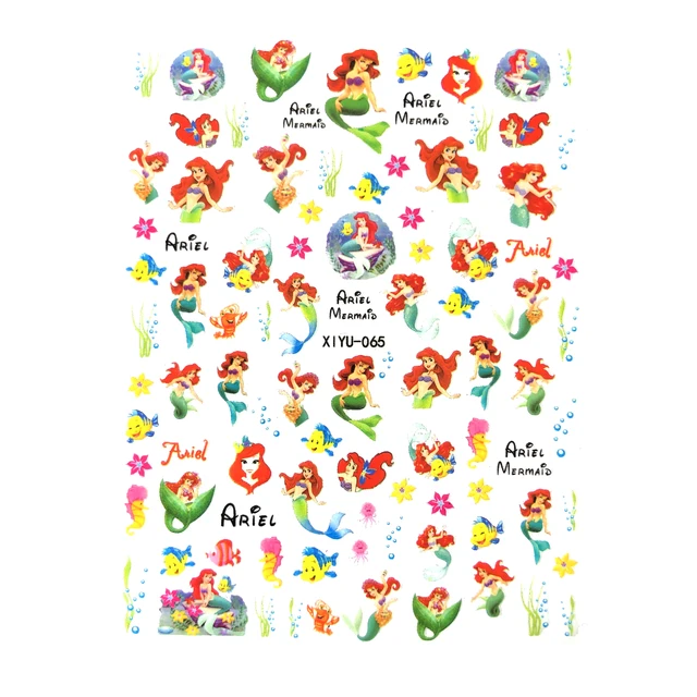 1PCS Disney Cartoon Anime Collection Star Design Nail Sticker Mickey Mouse Donald Duck Lion King Mermaid Stitch Nail Slider XIYU065