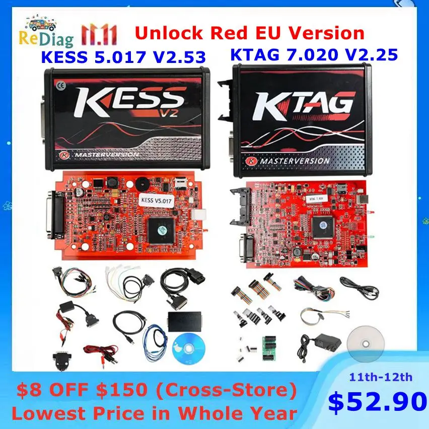 KESS V5.017 V2.53 EU Version Red PCB New 4LED KTAG