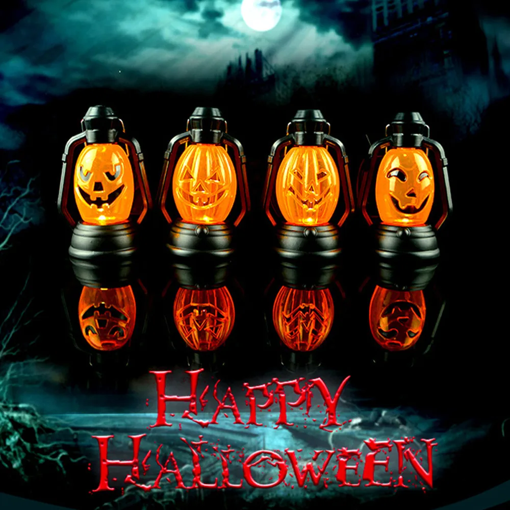 

1 Pcs Hot Sale Funny Portable Castle LED Lantern Halloween Hanging Decorative Light Pumpkin Skull Flame Lamp