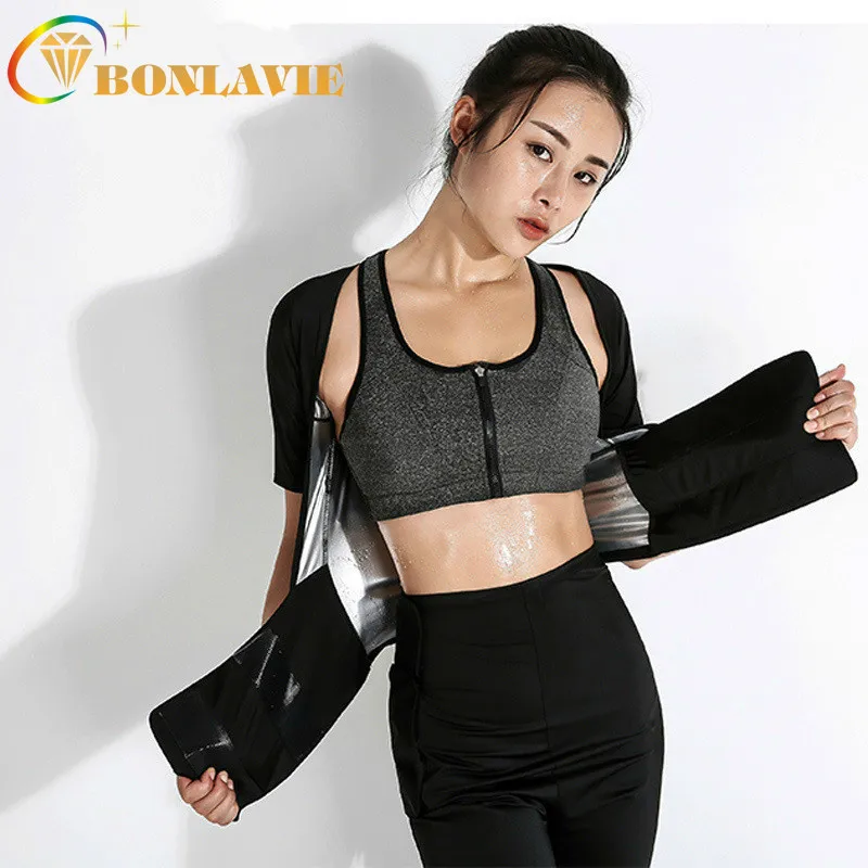 

3 Piece Tracksuit for Women Accelerated Sweating Sweating Suit Sports Top+Bra+Pants Tummy Control Tights Weight Loss Sportswear