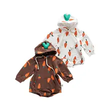 Vêtements pour bébés garçons et filles, sweat à capuche à manches longues, jolie barboteuse solide, en pur coton pour enfants, combinaisons molletonnées épaisses, printemps automne 