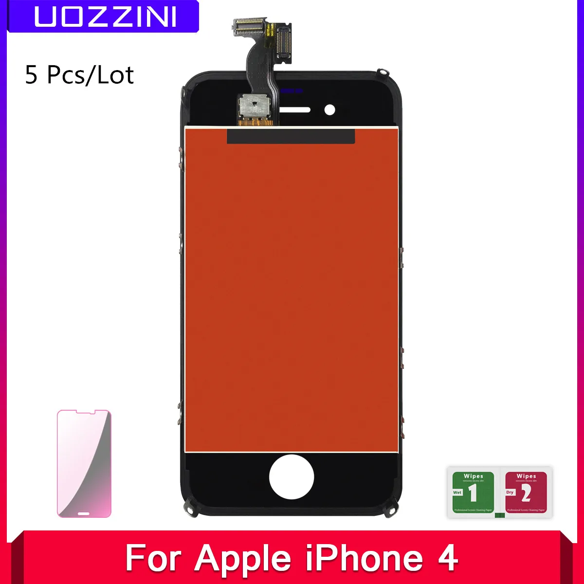 

5 Pcs/Lot For Apple iPhone 4 4S 100% Grade AAA LCD Display Touch Screen Digitizer Assembly Replacement With Tempered Glass
