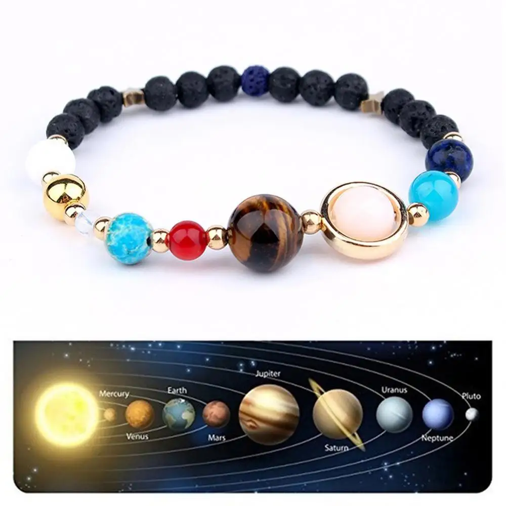 Вселенная, планеты, бусины, браслеты и браслеты, модные ювелирные изделия, натуральная Солнечная система, энергетический браслет, браслет, женский, мужской, ювелирное изделие, подарок