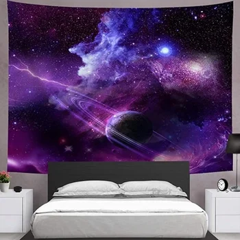 

Galaxy Tapestry Starry Sky Tapestry Psychedelic Space Landscape Tapestry Purple Starry Art Print Tapestry for Home Decor