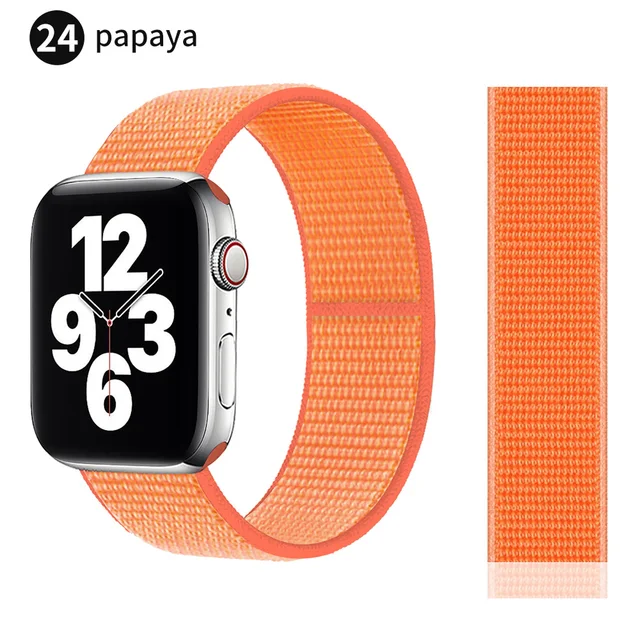 Nylon Strap for Apple watch series 7 band 41mm 44mm 40mm 42mm 38mm smartwatch wristband belt sport loop bracelets iWatch 3456 se papaya