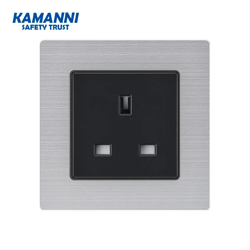 

KAMANNI UK standard 16A wall socket panel, black type 86 square hole Household, On-off control 2.1 Charger Port