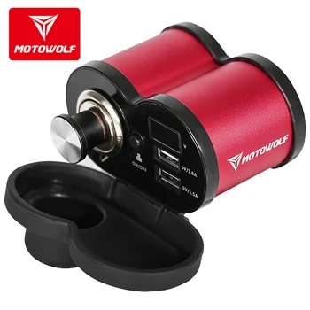 

Motowolf Dual USB Motorcycle Fast Charger 2Port LCD Display 12-24V Cigarette Socket Lighter with Switch waterproof Power Adapter