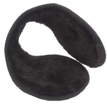 

Men Women Winter Faux Leather Earmuffs Foldable Thicken Plush Lining Black Outdoor Snow Skiing Middle-Aged Ear Warmers