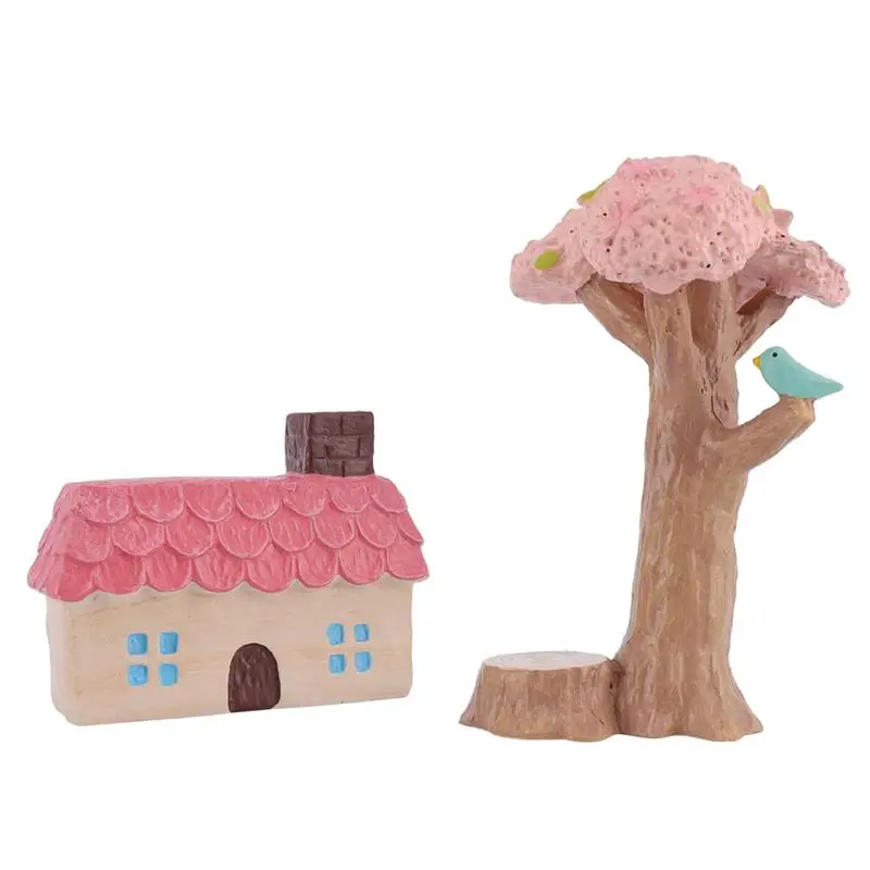 

2 Pcs Micro Landscape Adornment Prime Micro Landscape Adornment Resin Adornment House Decoration for Home Garden