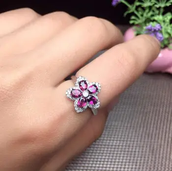 

Flower Styple Natural And Real Fashion Garnet Ring 925 Jewelry for Women's Ring Fine Jewelry, Christmas Gift