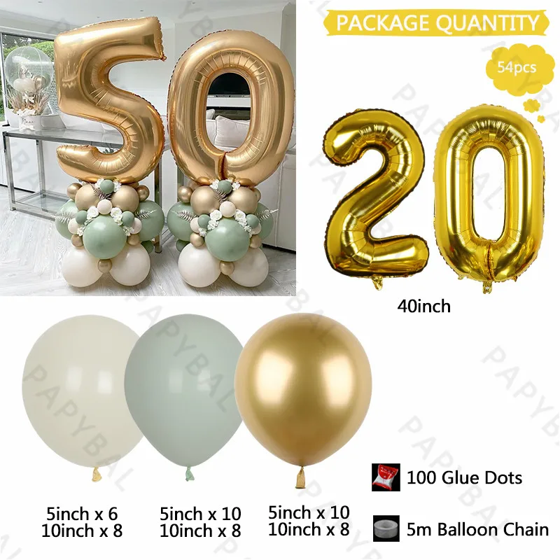 Alumínio, Adulto Aniversário, 20, 30, 40, 50th Birthday Decoration, 54Pcs