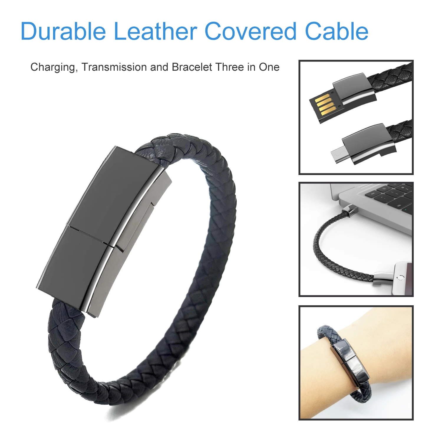Wholesale Compact Weaving Braided USB Charger Charging Data Sync bracelet cable for mobile phones best cables sales in Amaz0n |