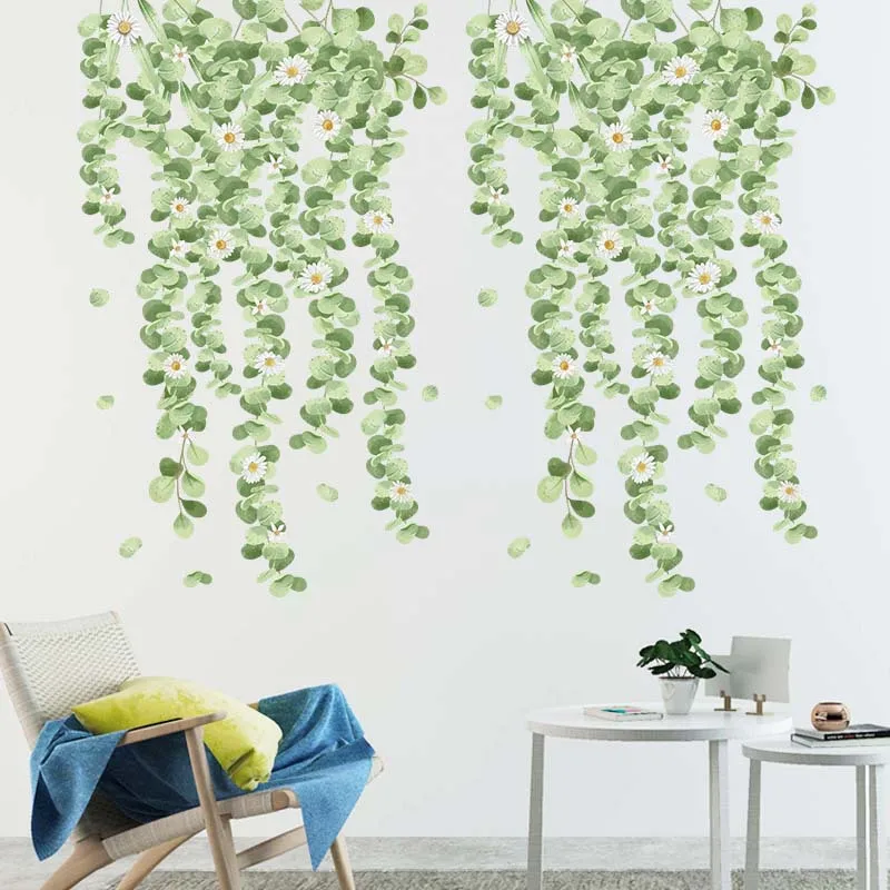 wall decal Large Nordic Green Leaf Wall Stickers for Living room Bedroom Wall Decor Removable PVC Wall Decals for Home Decor Room sticker vinyl wall decals